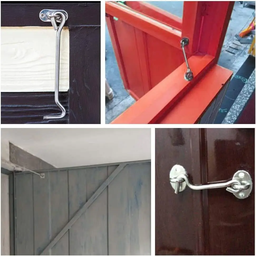 Door Bolt Stainless Steel Window Sliding Door Latch Cabin Hook And Eye Latch Lock Shed Gate Door Catch Silent Holder Household