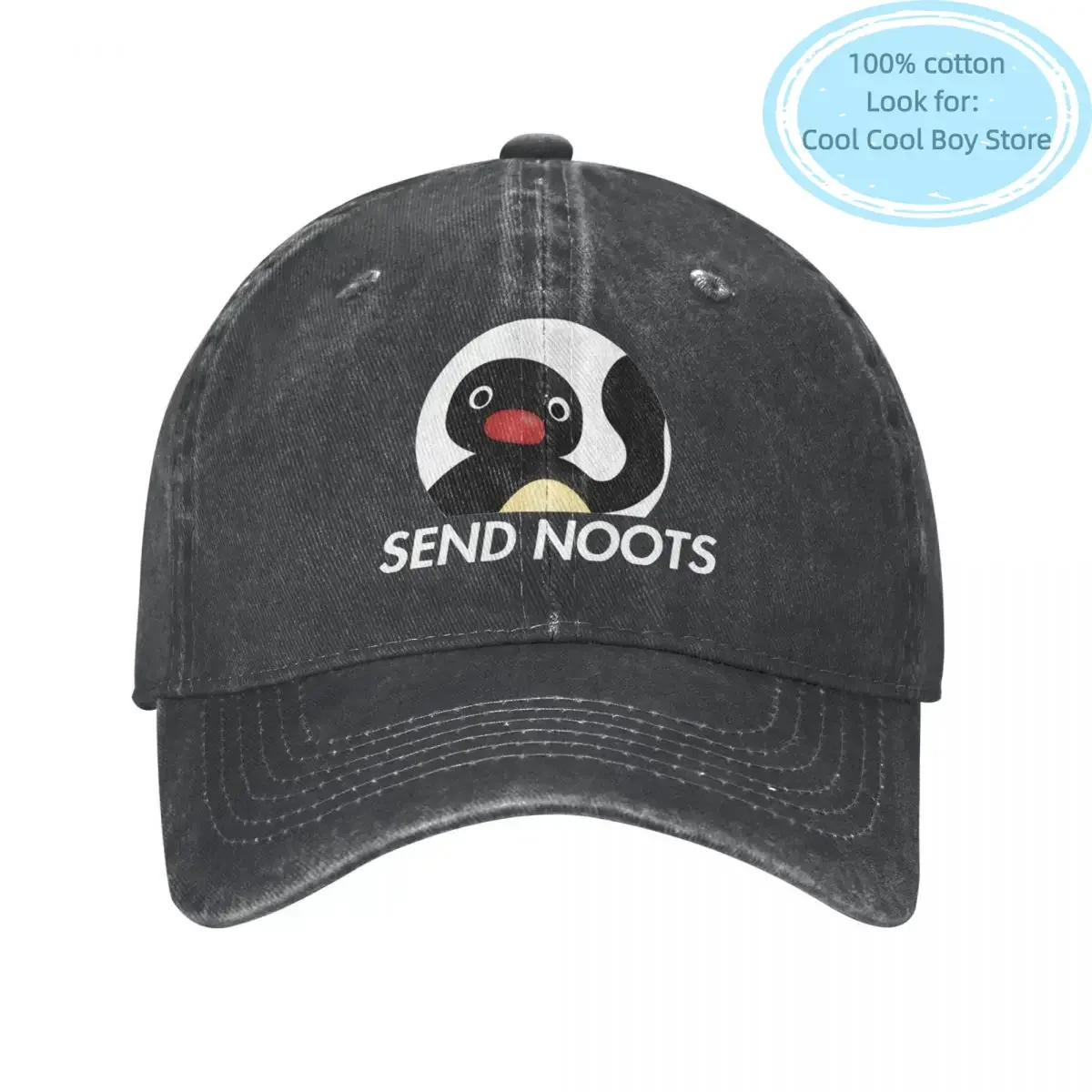 Send Noots Men Women Baseball Caps Pingu Pinga Penguin Distressed Denim Caps Hat Vintage Outdoor Activities Snapback Cap