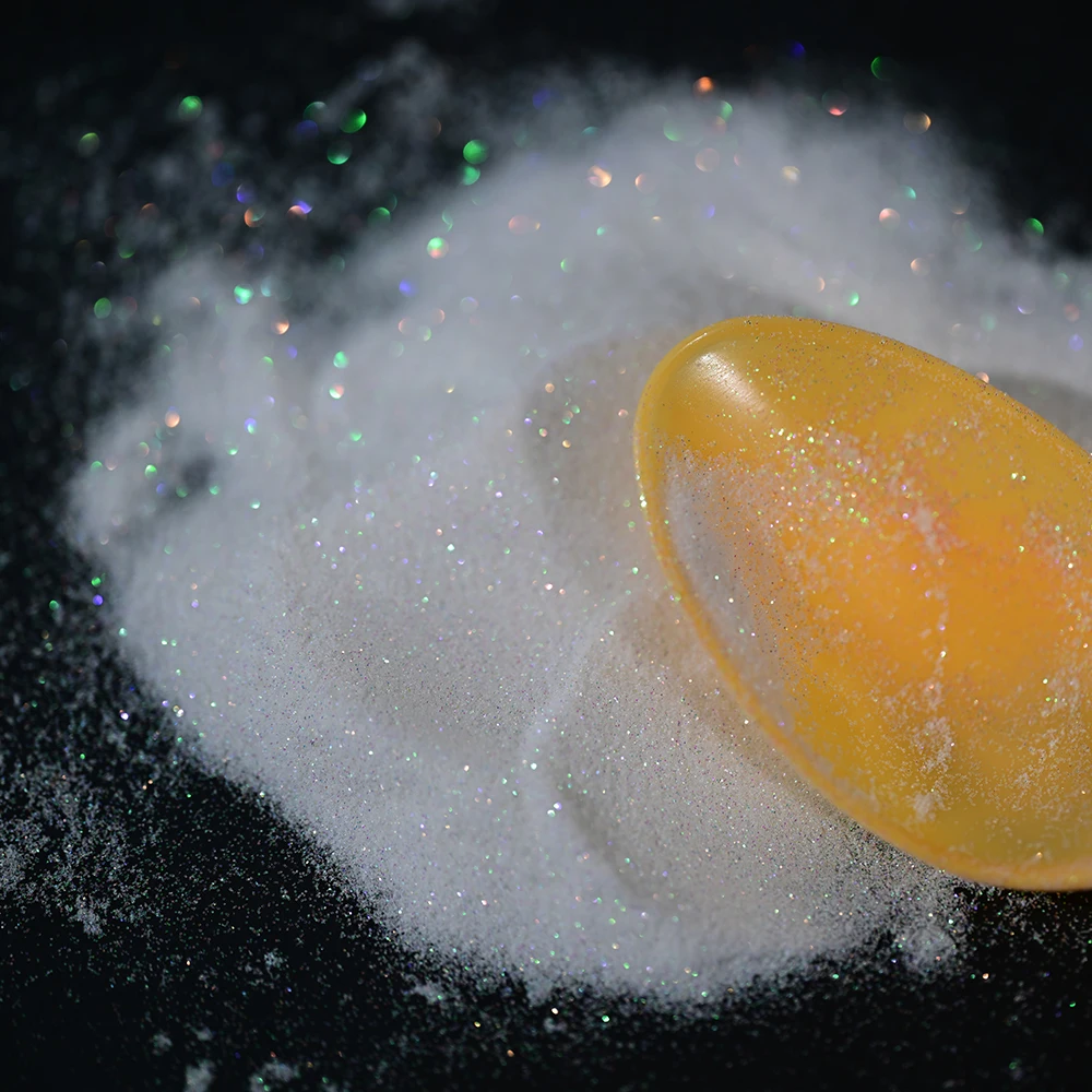 10g Bianco Glitter Iridescente Unghie Artistiche Zucchero In Polvere 0.1mm Scintillante 10G Caramella Effetto Maglione Unghie Pigmento Olografico Unghie artistiche Polvere