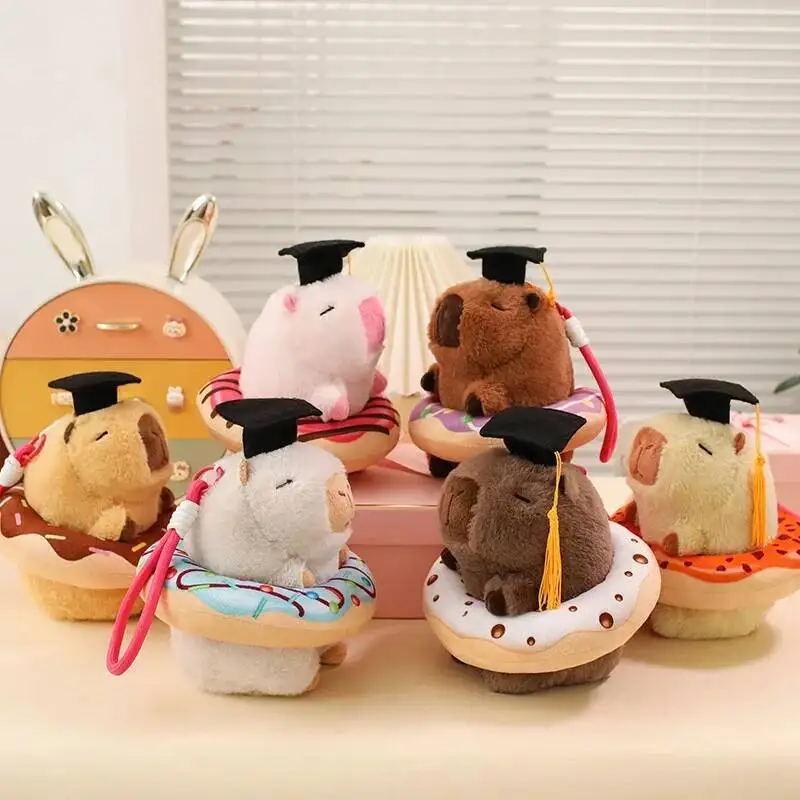 

Новая мультяшная мягкая капибара, плюшевые игрушки, животное капибара с игрушками-пончиками Zongzi, забавная кукла, кулон, идеальный подарок, 19 см