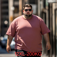 Plus Size 10XL 11XL 12XL T-shirt Summer 100% Cotton T Shirt Men Short Sleeve Casual Tops Tees Male Solid Color 200KG