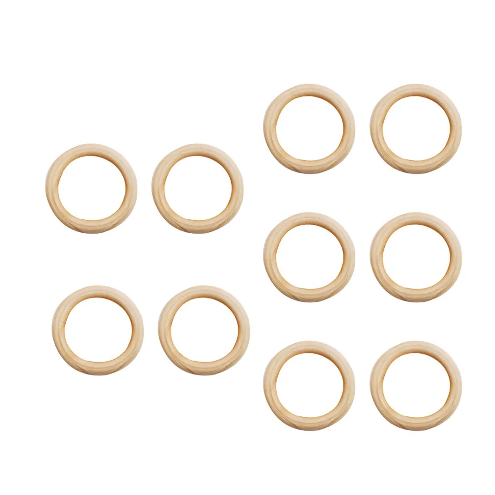 

10pcs Wooden Rings Smooth Unfinished Craft Accessories for DIY Jewelry Making Crocheted Ornaments Painted Decorations Backpack