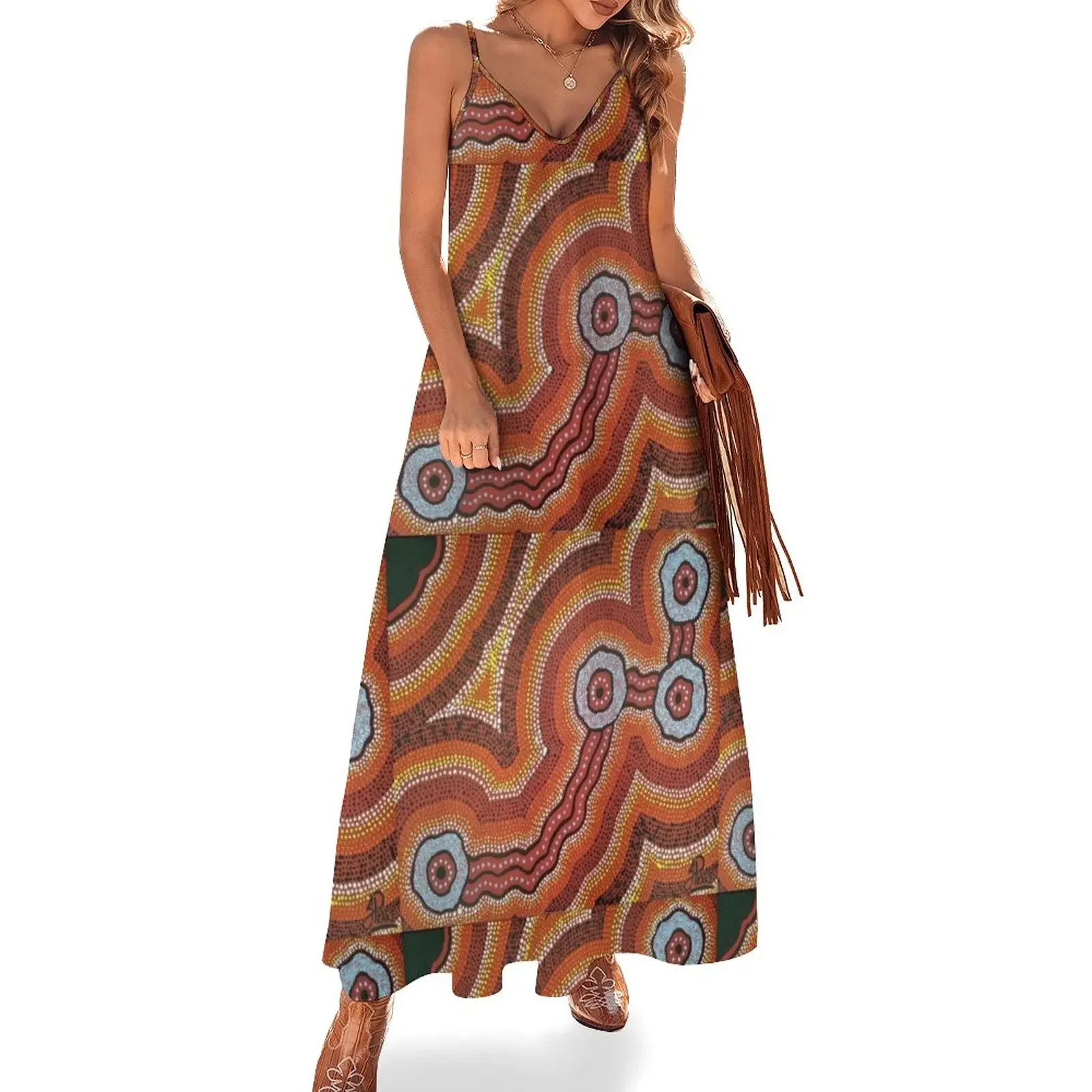 

Aboriginal Waterhole Journey Sleeveless Dress Women's summer skirt beach dress