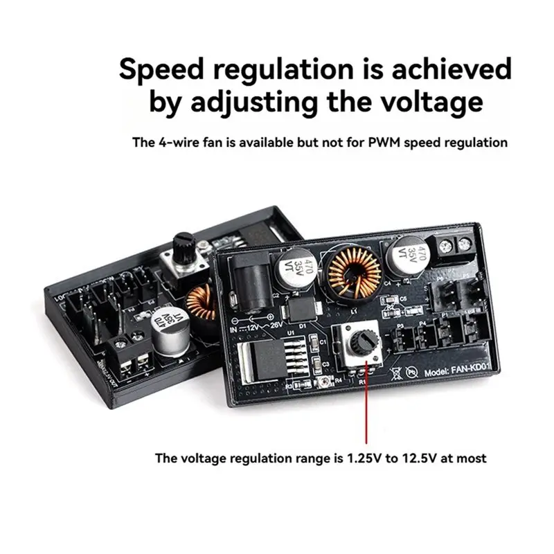 A42Z-DC 12-26V Voltage Regulator Speed Controller High Power Hub 2/3/4P Fan Cooling Speed Control DIY Temperature Adjust