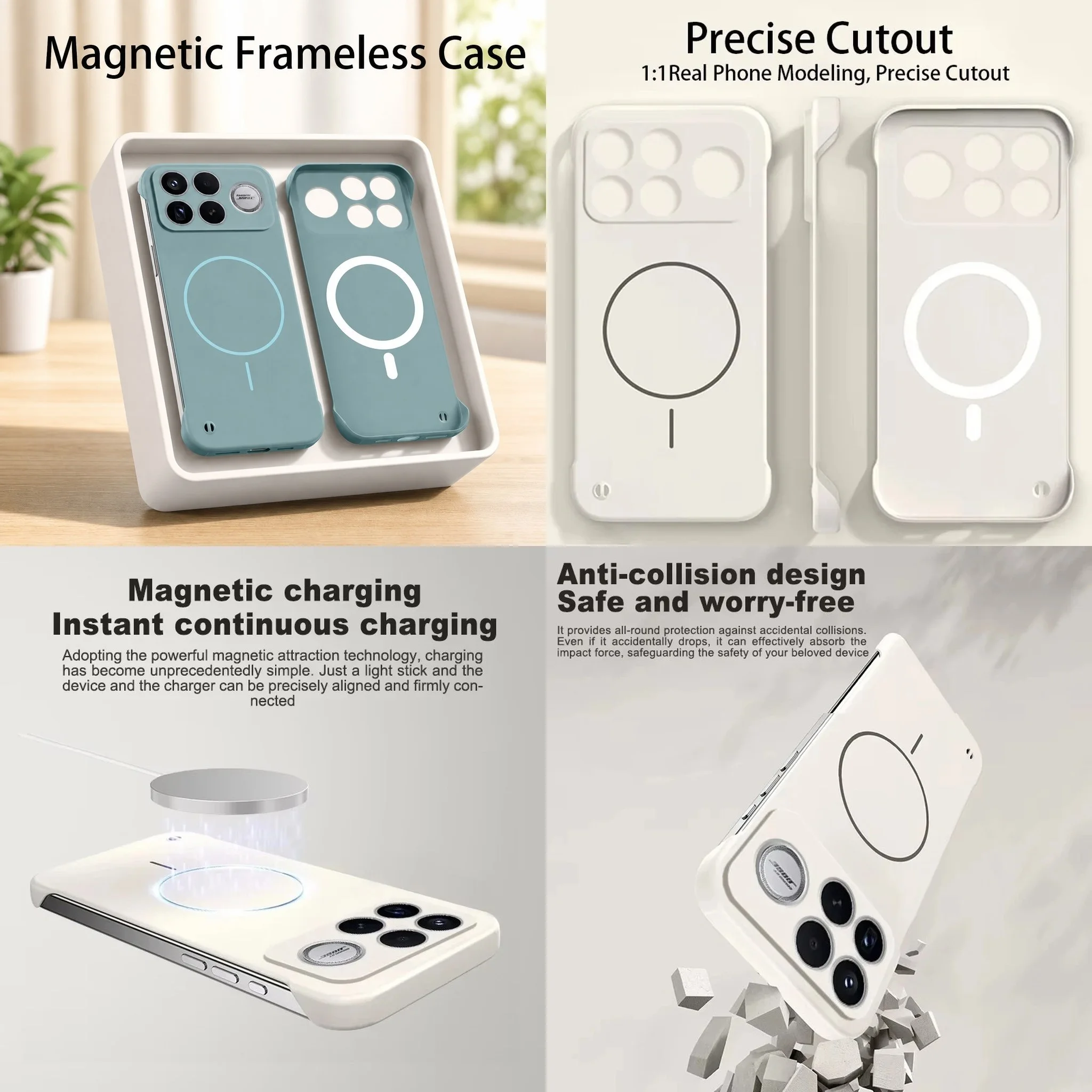 For Magsafe Bezel-less Case For POCO F9 Ultra F9 Pro Xiaomi Redmi K100 Pro Max Ultra Thin Shockproof Hard PC Magnetic Back Cover