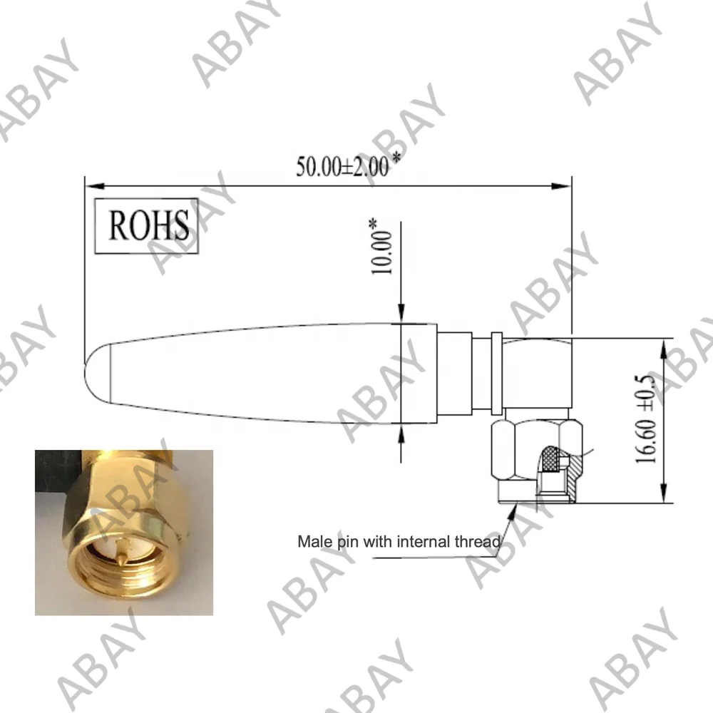 Прямая антенна Quectel YE0011AA 2G/3G/NB-IoT, 824-960 МГц, 1710-2170HMz 3dBi 3G, короткая антенна