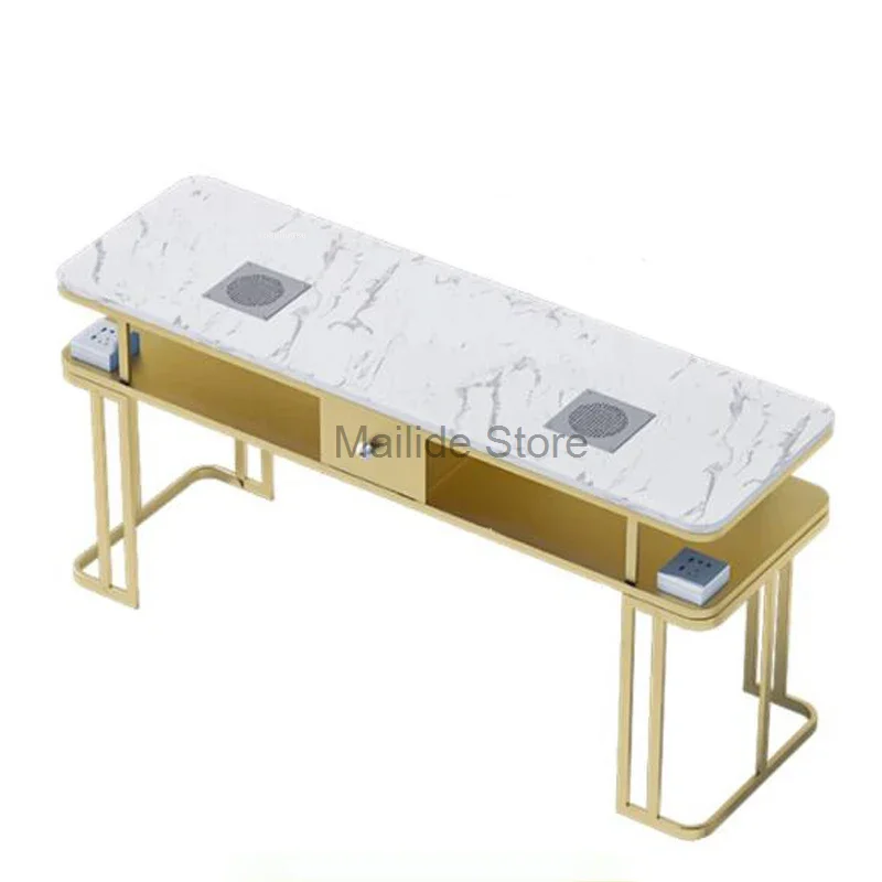 Modern Iron Nail Tables for Beauty Salon Furniture Professional Manicure Table Simple Multi-functional Marble Desktop Nail Table