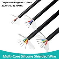 1M 2 3 4 6 Cores Silicone Rubber Shielded Wire 22 20 18 17 15 13 AWG Insulated Flexible High Temperature Resistance Copper Cable