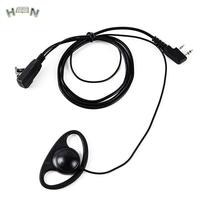 2 Pin PTT with Mic Headset D Shape Soft Ear Hook Earpiece for UV-5R 888S 777S 666S BF Handheld Walkie Talkie BaoFeng Accessories