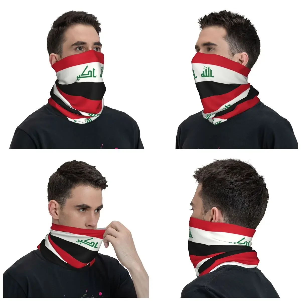 Iraq Flag Winter Headband Neck Warmer Men Women Ski Running Tube Scarf Iraqi Pride Patriotic Face Bandana Gaiter