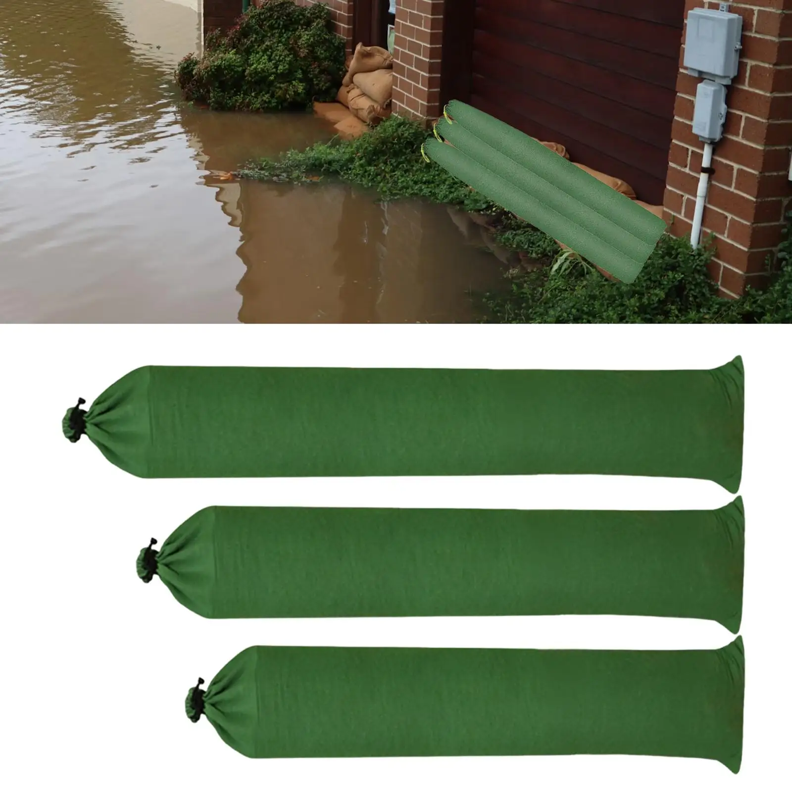 1x overstromingscontrole zandzak overstromingen zand regen windbarrière elastische lange band canvas tas draagbare accessoires voor thuisdeur buiten