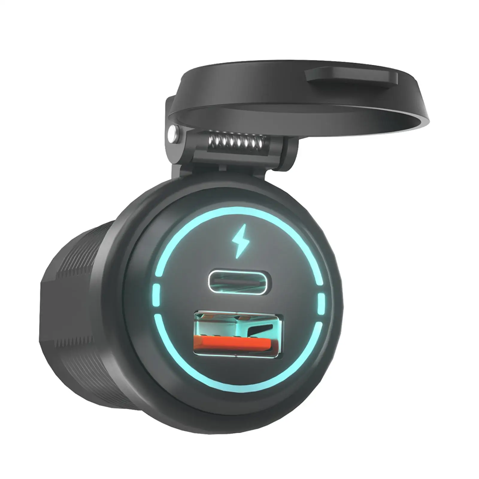 Dual USB Charger Socket PD Type C + QC 3.0 12V/24V USB Outlet for Boats
