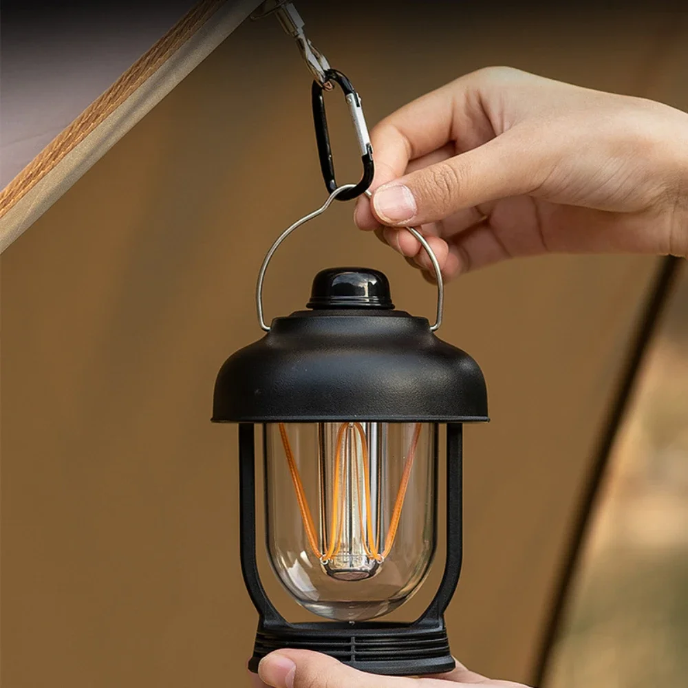 Outdoor Camping Lantern Stepless Dimmable Retro Portable Hanging Tent Lamp Waterproof Emergency Light Fishing Hiking Yard Lights