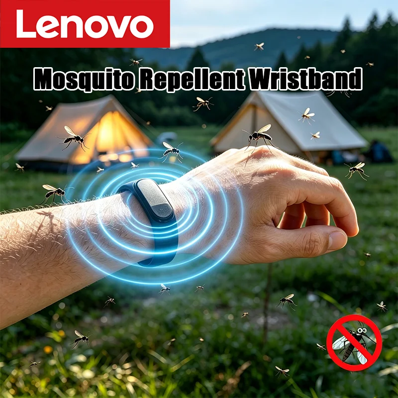 Pulsera Antimosquitos Lenovo, Repelente de Insectos Ultrasónico para Exteriores, Brazalete Repelente de Mosquitos con Carga USB, Reloj Inteligente