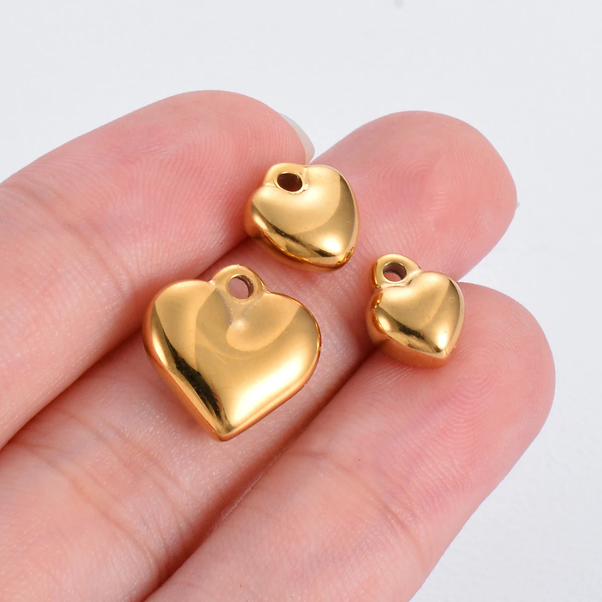 2pcs DIY Heart-shaped Love Charms Pendant Jewelry Making of Necklace Earrings Supplies Stainless Steel Accessories Wholesale