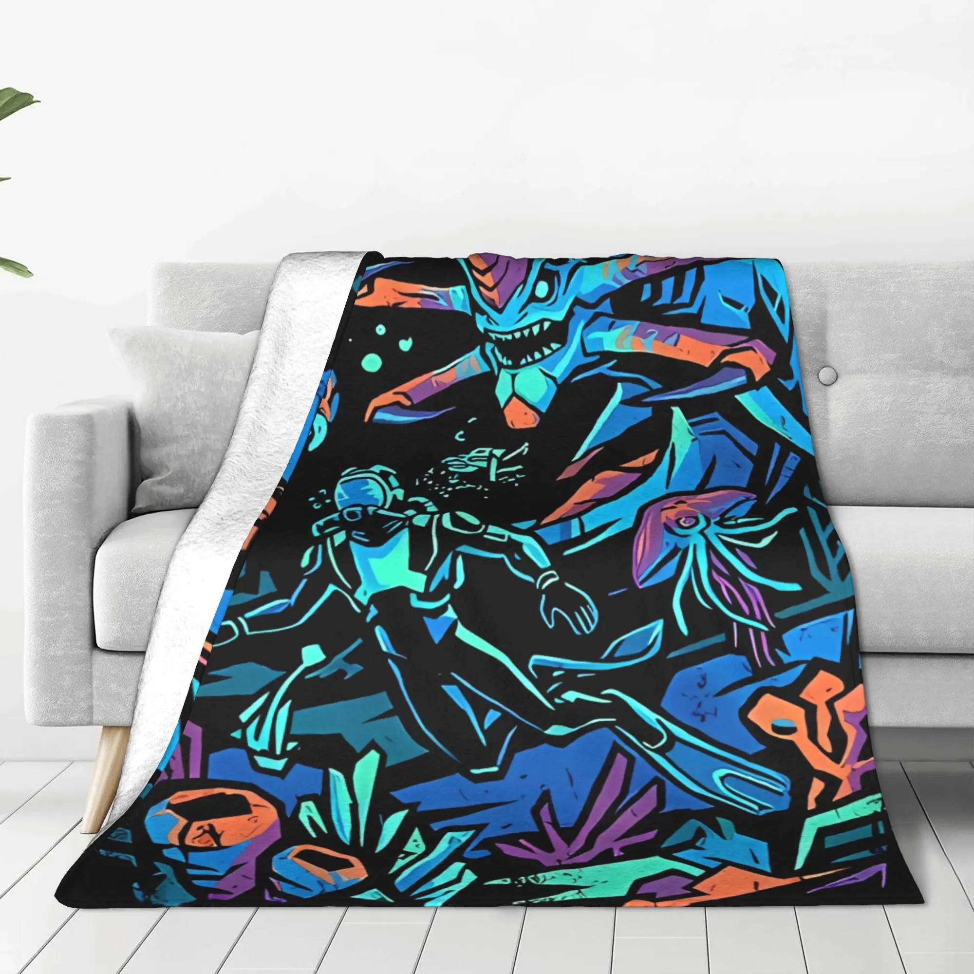 1PC Home Cute Room Decor Leviathan Encounter Iconic Terror Blanket Throw Blanket Subnautica Novelty Warm Blanket All Season