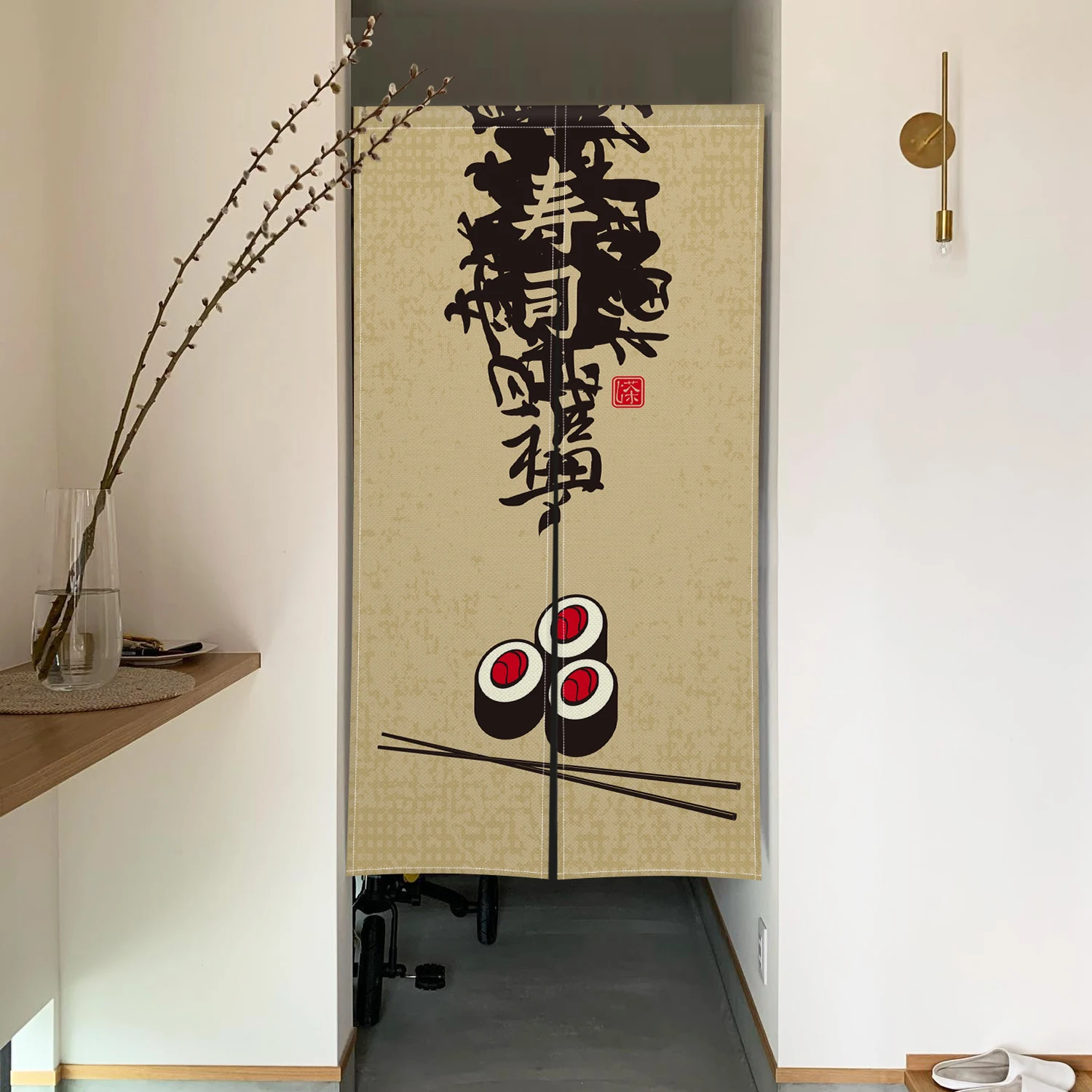 Japanese Noren Curtain Sushi House Tea Room Japanese Izakaya Entrance Block the Curtain Kitchen Hallway Short Curtain 2 Pieces