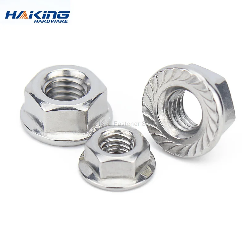 10/25/50/55pcs Stainless Steel Hexagon Flange Nut M3 M4 M5 M6 M8 M10 M12 Zinc Plated Carbon Steel Flange Nut DIN6923