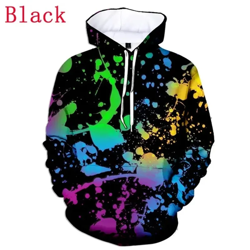 Color Painting Pattern Hoodies For Men Women Colorful Pigments 3D Print Sweatshirt Casual Hooded Pullovers Long Sleeve Loose Top