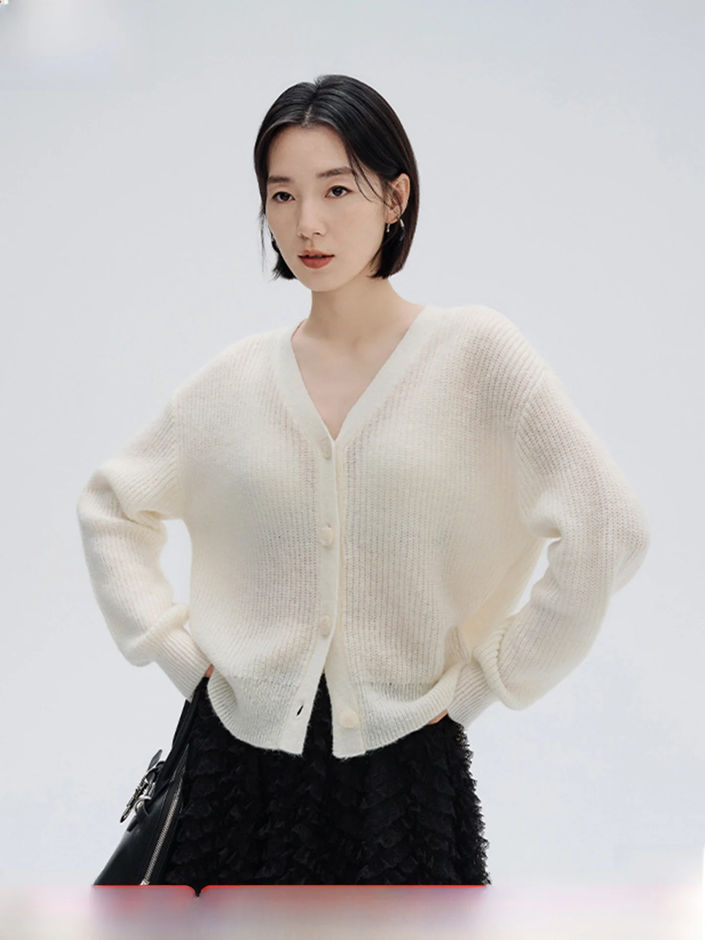 

Осенняя новинка: однотонный вязаный шерстяной свитер, повседневный кардиган с V-образным вырезом, мягкий, теплый, модный женский трикотаж