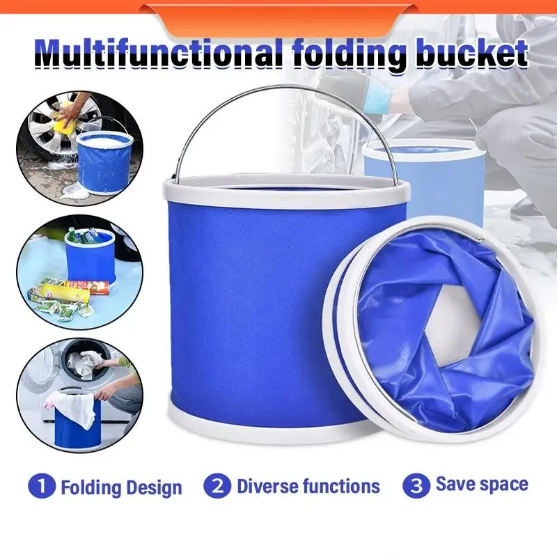 Oxford Fabric Portable Car Wash Bucket 9L/11L/13L Foldable For Compact Storage And Travel