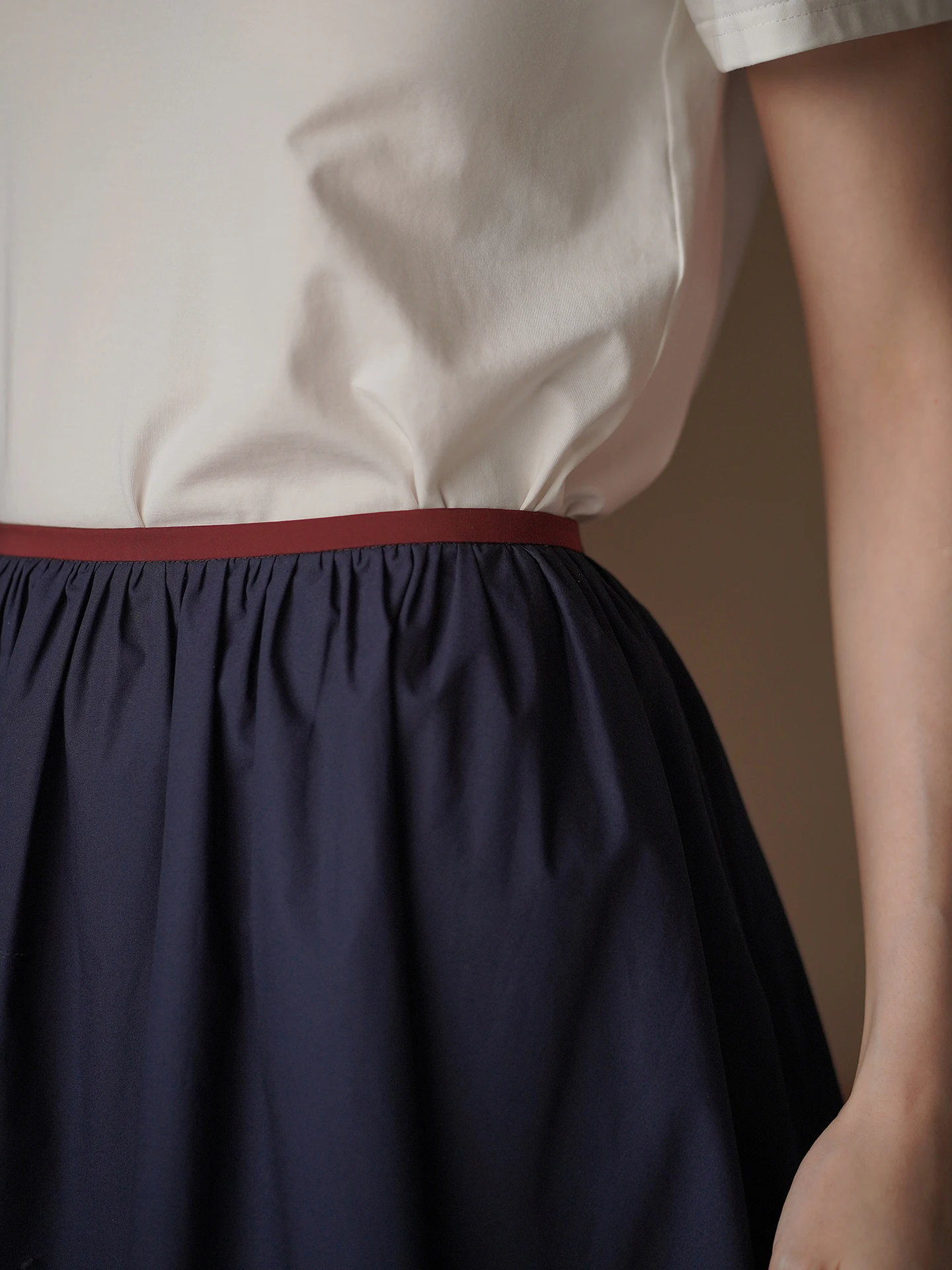 High Waist A-Line Skirt Puffy Half-length Simple Contrast Color  Design Slimming Style for City Commute And Casual Wear