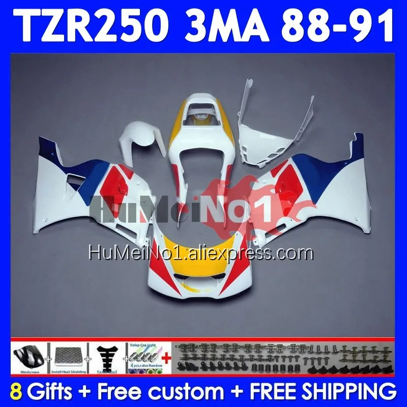 Kit For YAMAHA TZR-250 3MA TZR250 YPVS RS TZR 250 Red blue hot 88 89 90 91 375No.4 TZR250R TZR250RR 1988 1989 1990 1991 Fairing