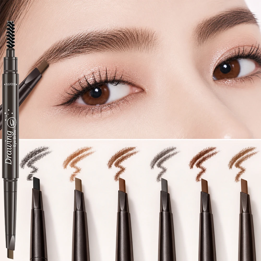 Automatic Taupe Eyebrow Pencil Waterproof Long Lasting Natural Ash Brown Eyebrow Pencil With Brush Fine Tip Easy Drawing Makeup