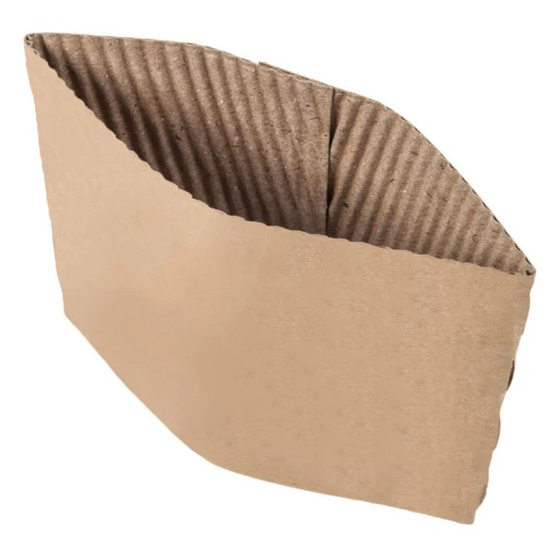 

200Pcs Kraft Paper Hot Cup Sleeve Jacket Holder Corrugated Cardboard Protective Hot And Cold Insulator