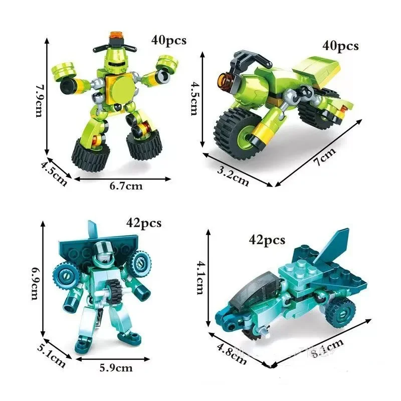 Automobile Deformation Mecha Assembly Robot Deformation Battle Armor Small Particle Puzzle Block Children DIY Toy Gift