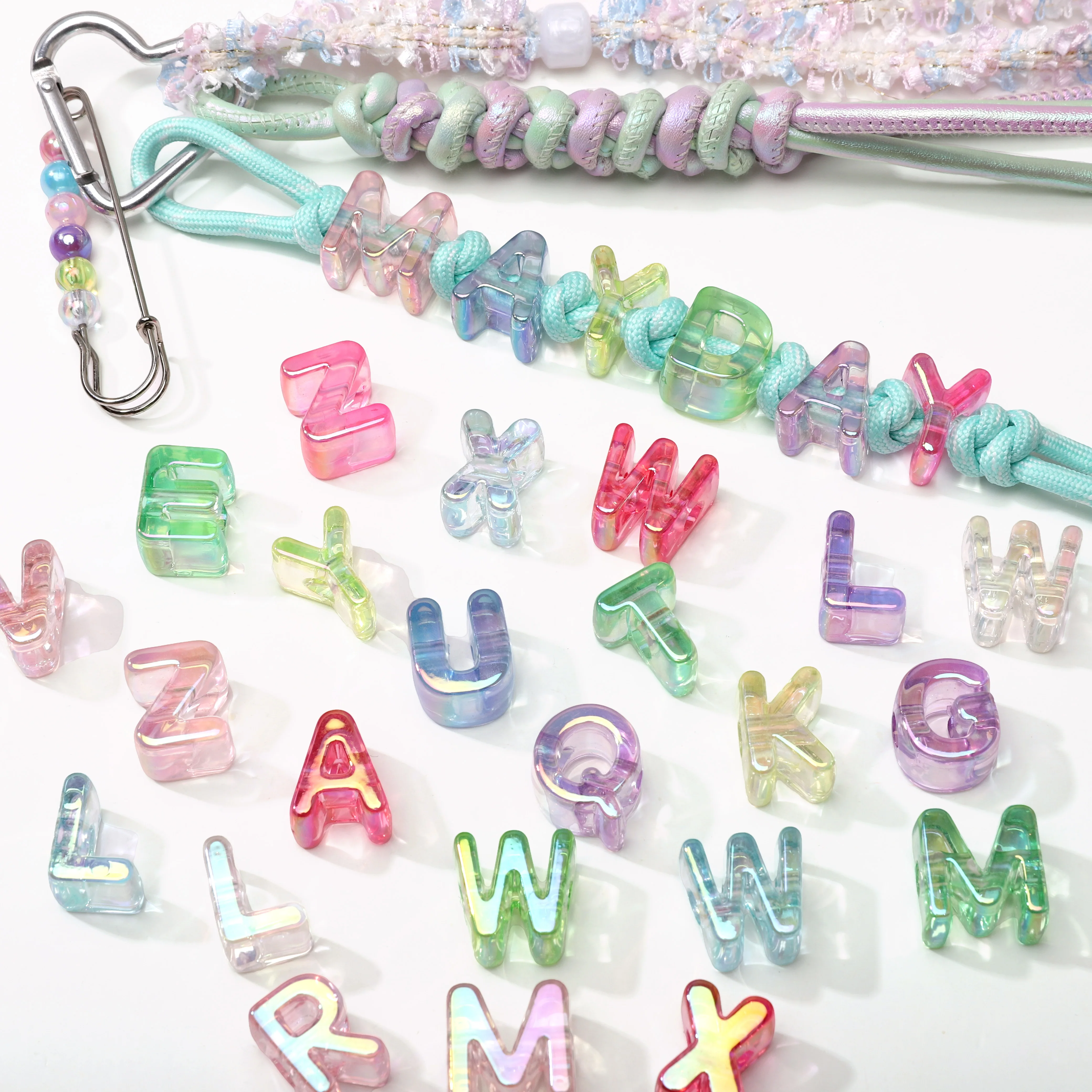 5pcs Colorful English Alphabet Letter Beads For Jewelry Making DIY Decorations Phone Chain Keychain Beadable Accessories