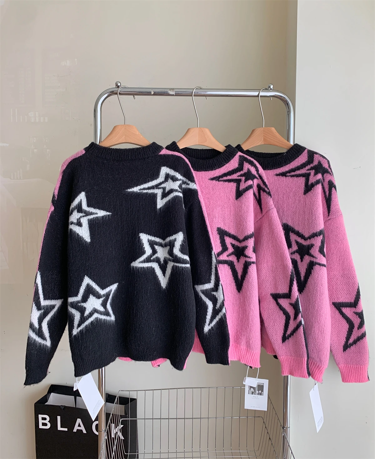 All-Matching Sweater Women Autumn and Winter Clothing Star Painting Y2K Hot Girl Design Fashion Streetwear Loose Sweater Top