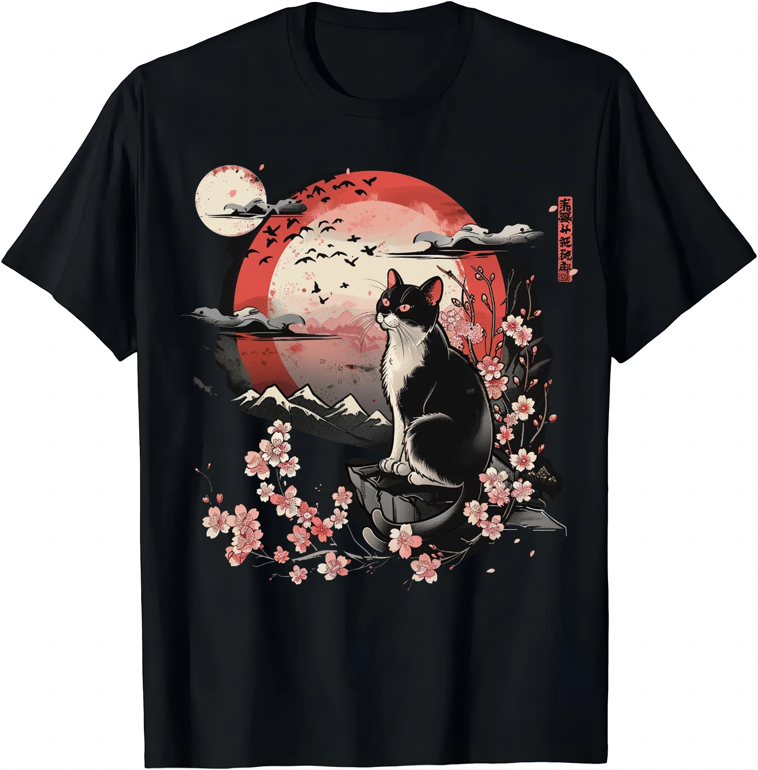 Kawaii Katzen-Anime Japanisches Retro T-Shirt für Männer, Frauen und Kinder - Lustiges Katzen-Grafik-T-Shirt aus Baumwolle Y2k Top-Shirts für Damen Camisetas