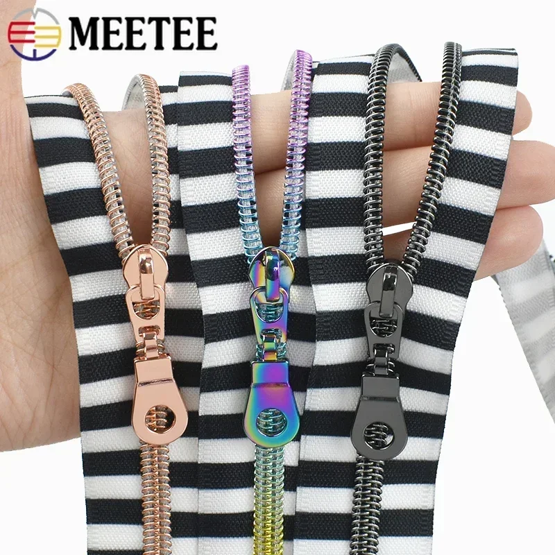 

1-5M Meetee 5# Nylon Zippers with Zipper Puller Sliders for Sewing Bag Closure Plastic Roll By Meter Zips Repair DIY Accessories