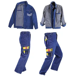 Reflective Welding Denim Protective Fire Retardant Clothing Anti-sparkling Uniform Repair Worker Durable Workshop Work Coverall