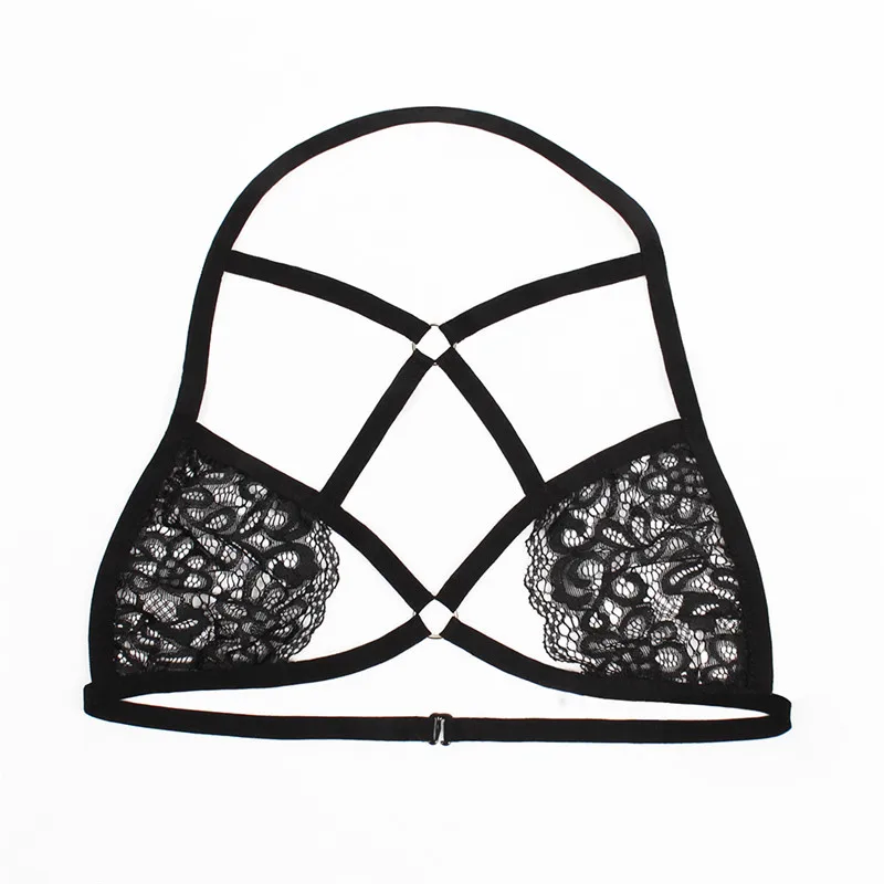 Sexy Bondage Harness Fetish Wear Body Cage Bra Open Chest Harness Bra Harajuku Style Body Harness Belt Women Crop Top Bodysuit