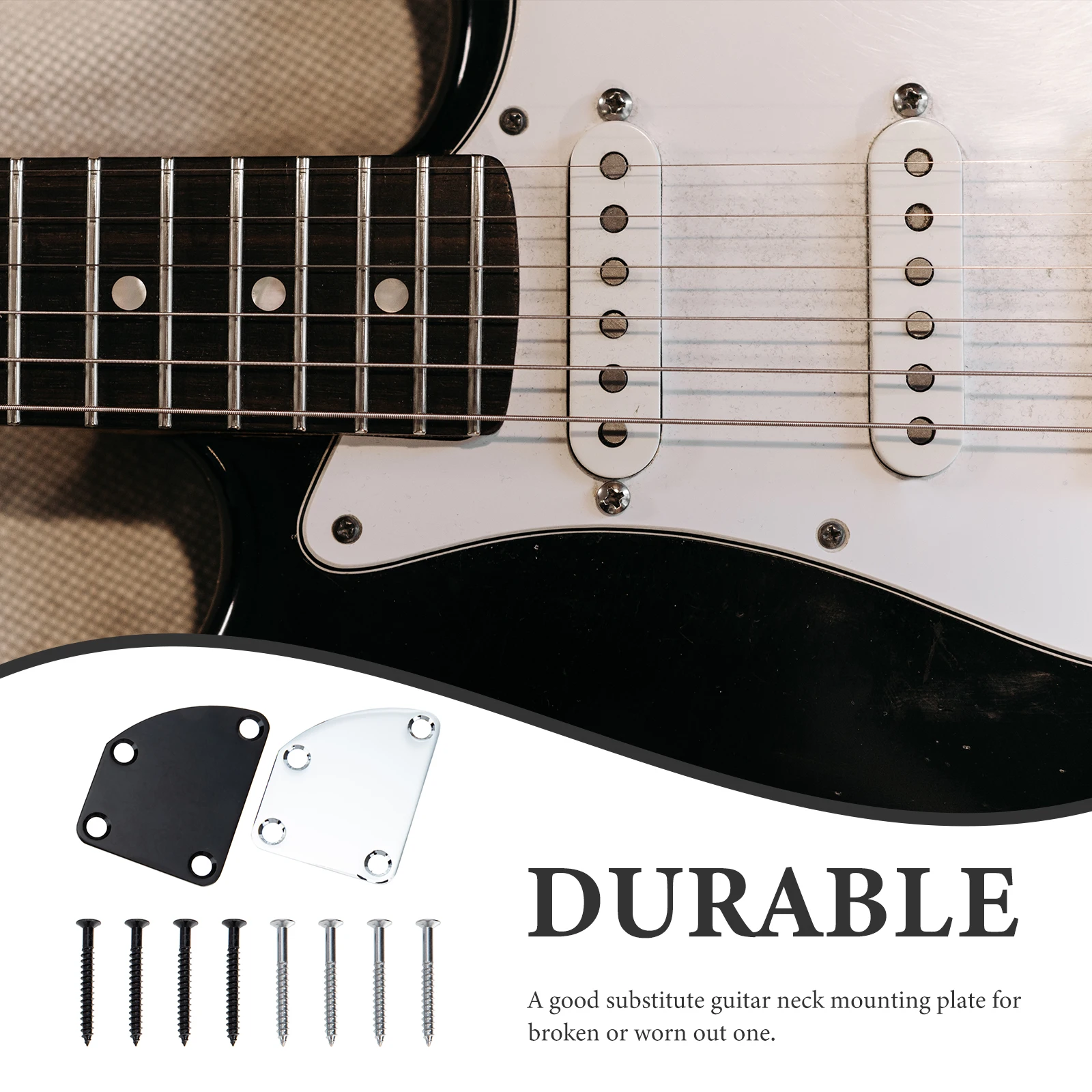 

2 Sets Reinforcement Plate Electric Guitar Neck Plates Replacement 8 Screws Bass Part Stainless Steel Guitar Parts