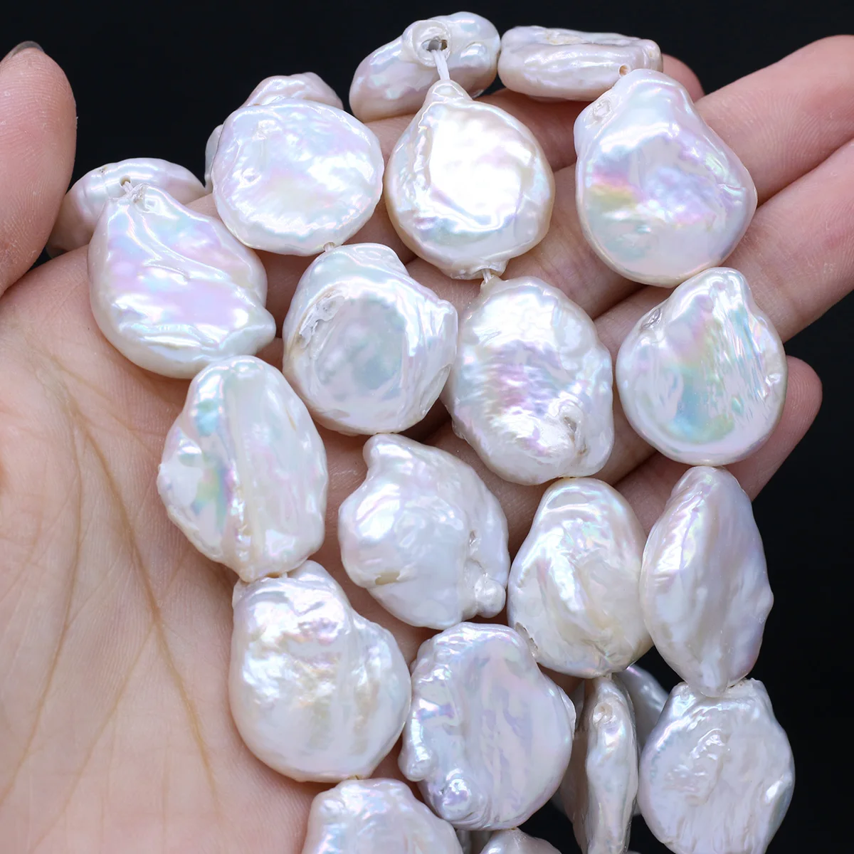 Baroque Natural Freshwater Pearl Bead Purple Pink Flat Water Drop Irregular Beads for DIY Women Girls Jewelry Necklace Bracelet