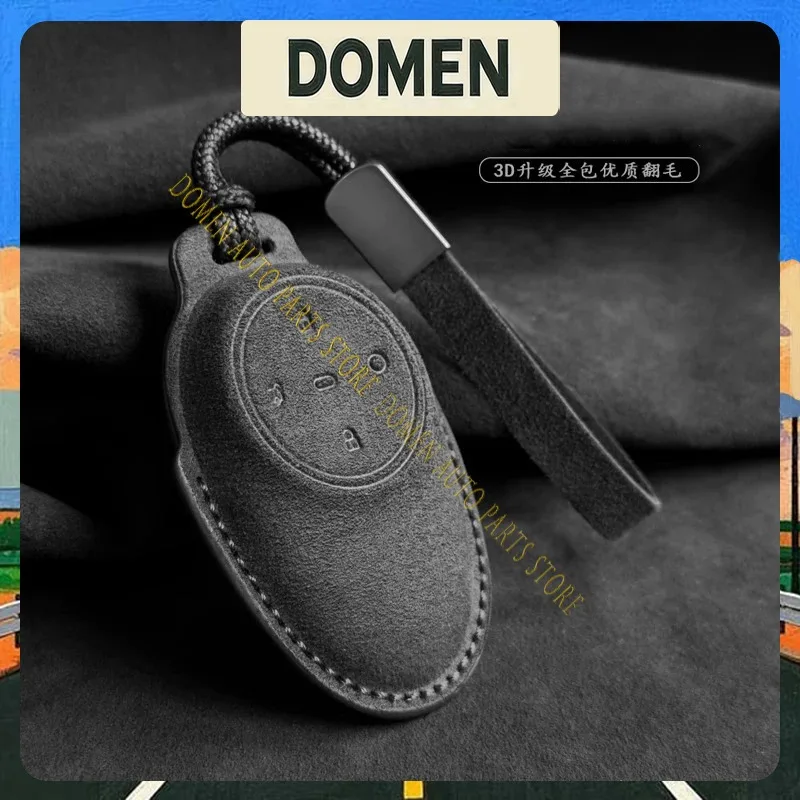 DOMEN For Toyota Bz3X 2025 Italian Suede Key Case Key Chains Car Accessories