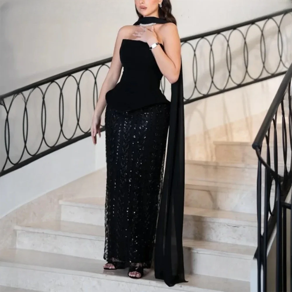 

Elegant Strapless Evening Dress for Women Appliques Prom Dresses Wedding Cocktail Formal Event Gowns فساتين سهرة Customized