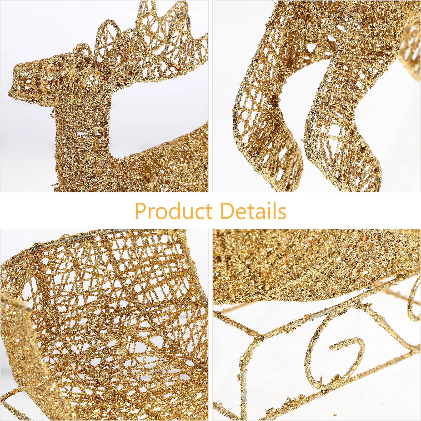 

1Set Christmas Reindeer and Sleigh Decorative Desktop Ornament Holiday Party Decor Christmas Adornment Festival Supplies