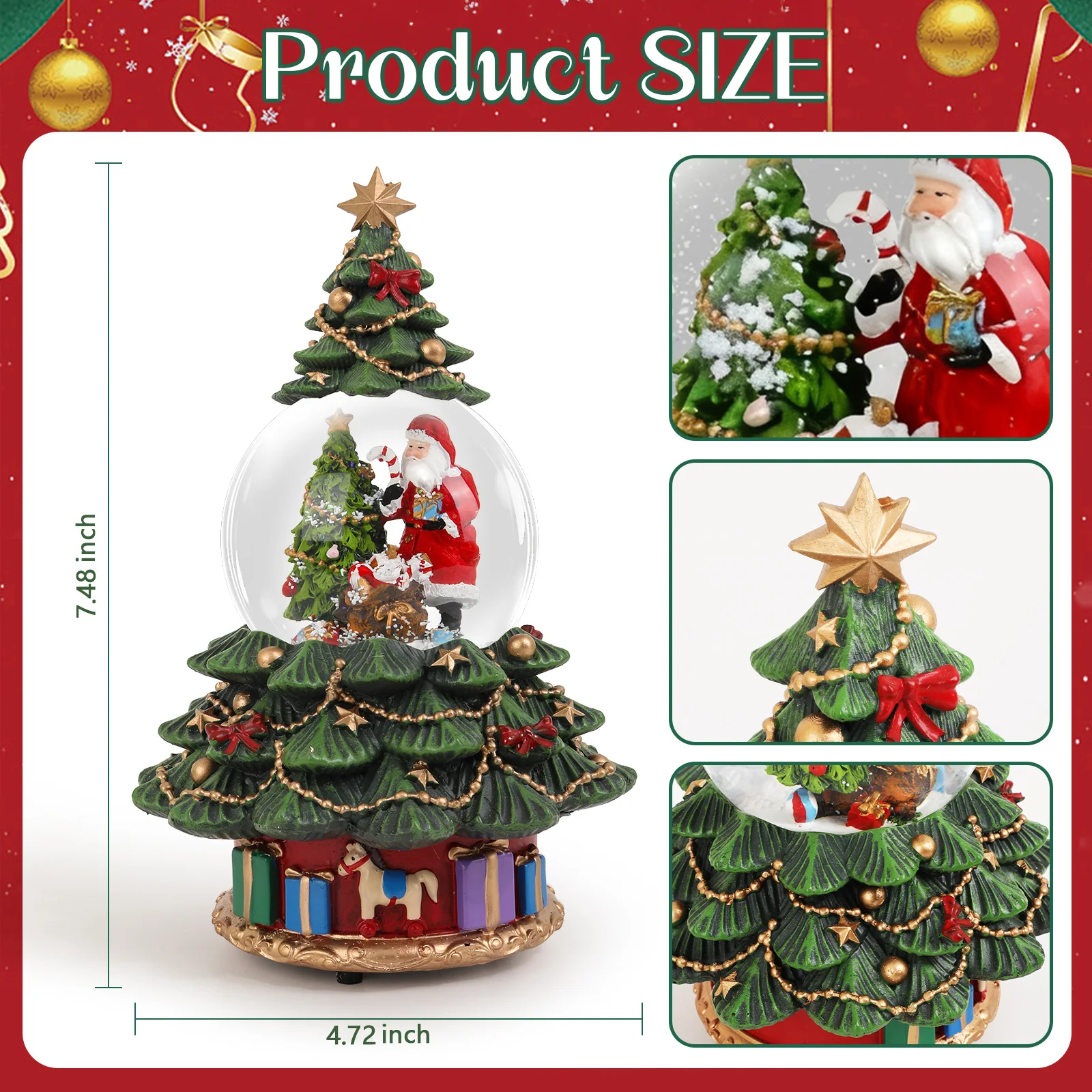 

Musical Christmas Decoration Santa Snowball Tree Holiday Gifts & Decor