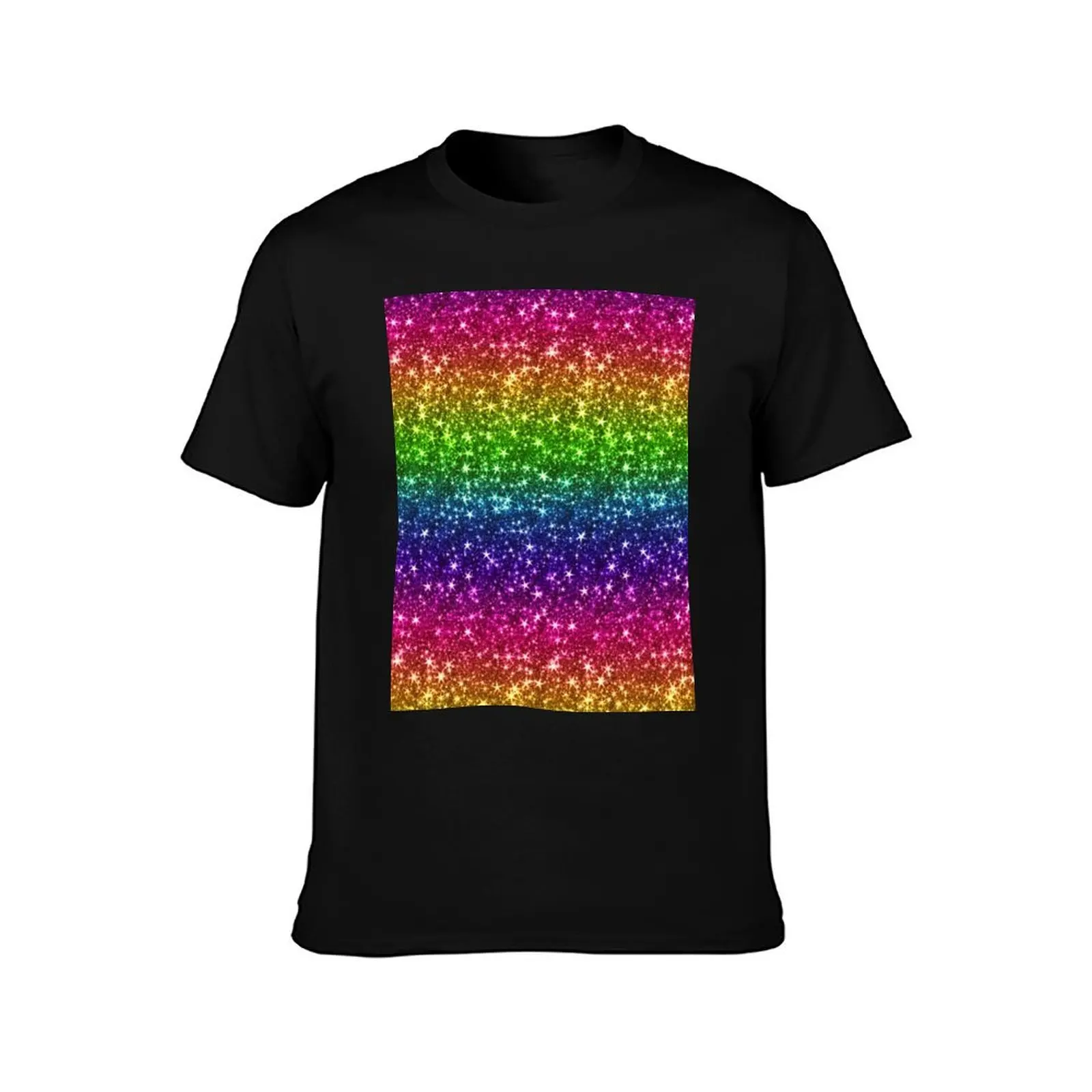 Rainbow -Printed Image of glitter - Not Reflective T-Shirt cotton graphic tees baggy shirts mens t shirts