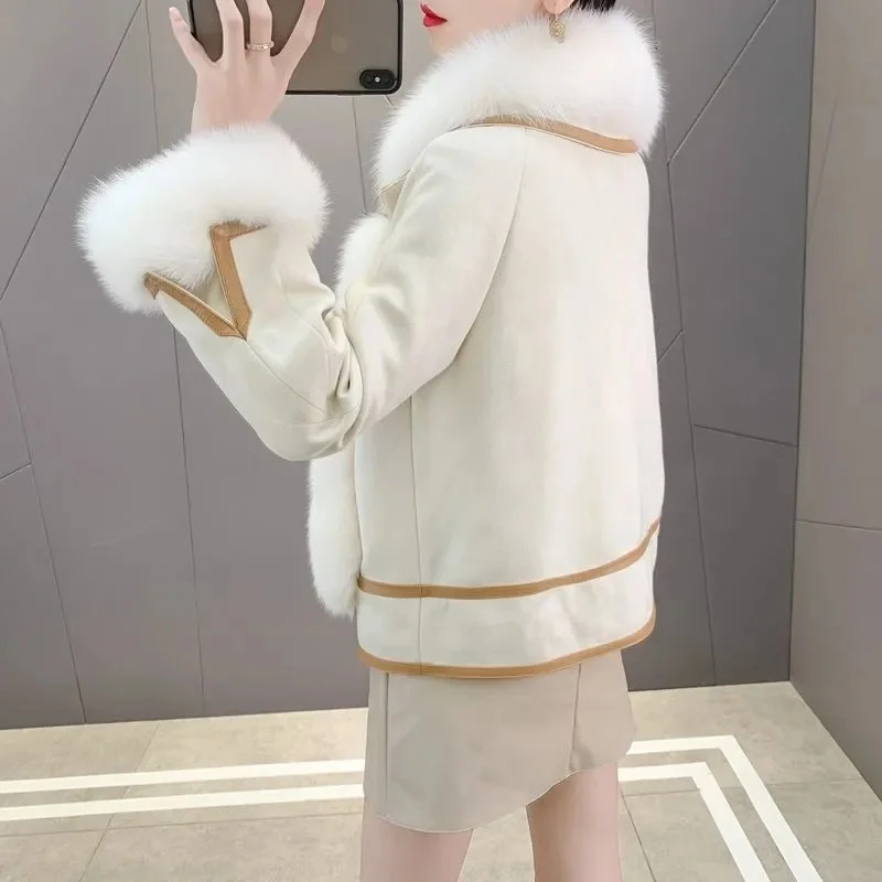 Women Coat 2024 Autumn/Winter Suede Imitation fox fur Grass Coat Female Haining Fashionable fur One-piece Coat Women\'s Clothing