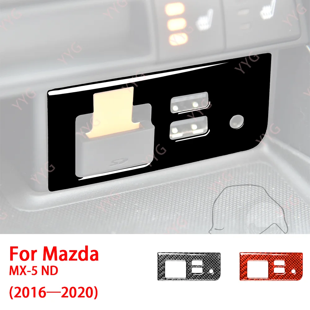 

Carbon Fiber Console USB Charger Panel Cover Trim Sticker Decal Car Interior Accessories Modification For Mazda MX5 ND 2016—2020