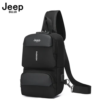 JEEP BULUO marka erkekler göğüs çanta moda rahat siyah naylon Crossbody sırt çantası tek kollu çanta Boy ve kızlar için su geçirmez yüksek kalite