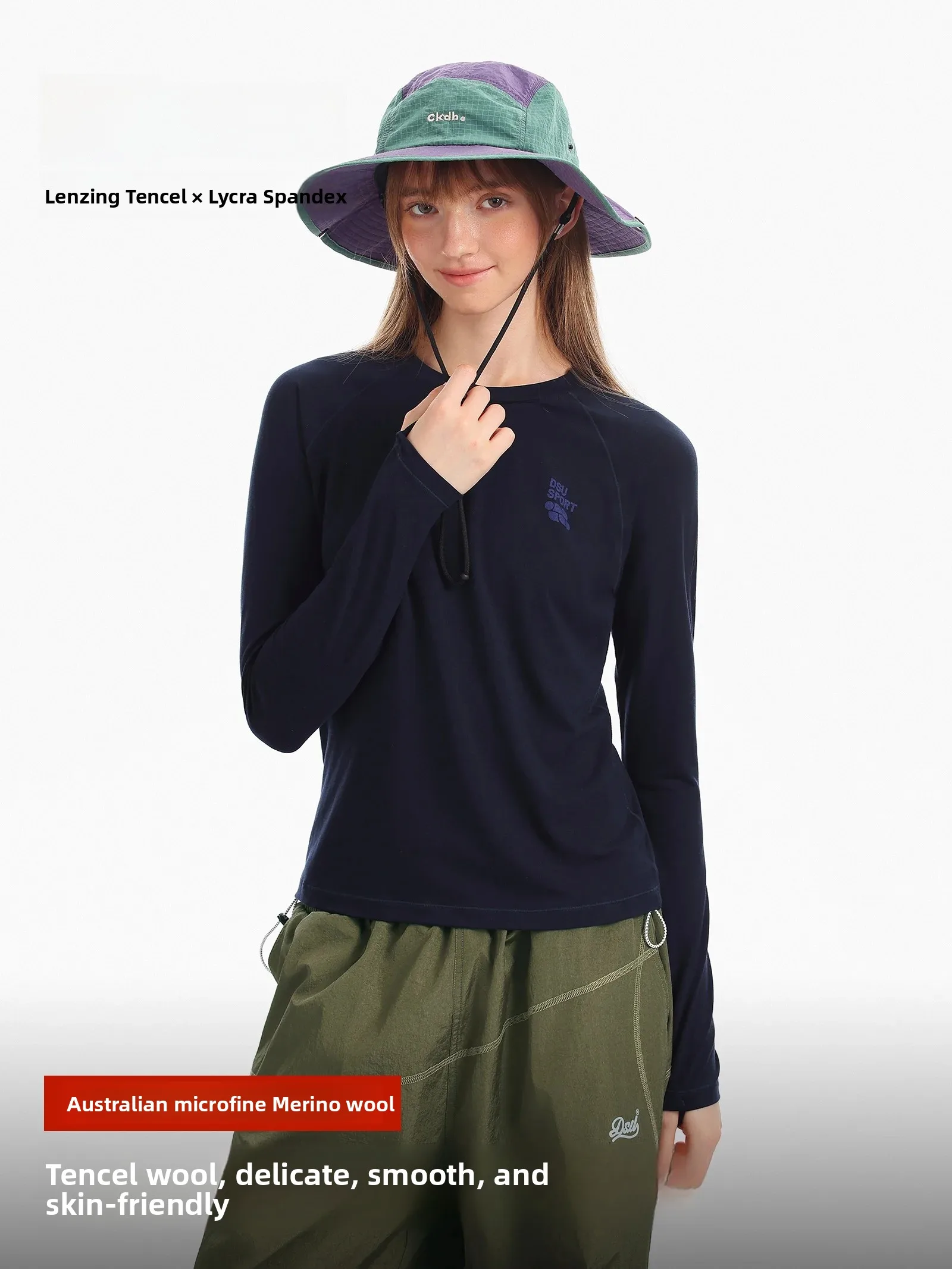 DSU Silk Wool Blend Long Sleeve T-Shirt Women's Soft Skin-friendly Slim Fit Autumn Commute Top Sporty Style Ladies' Premium