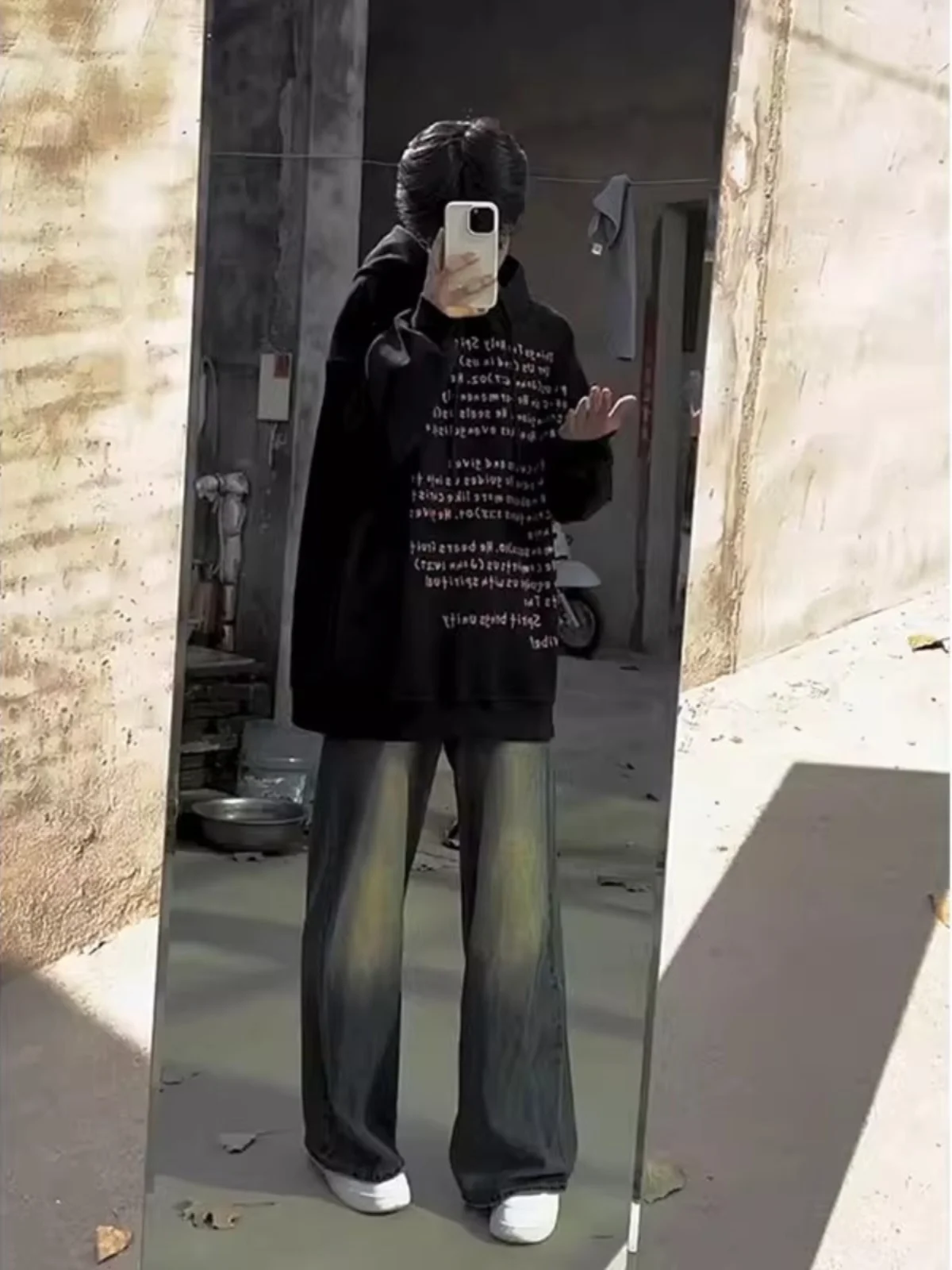 

Американские винтажные мужские джинсы прямого кроя, повседневные свободные брюки с широкими штанинами, молодежные модные брюки в стиле High Street на весну и осень