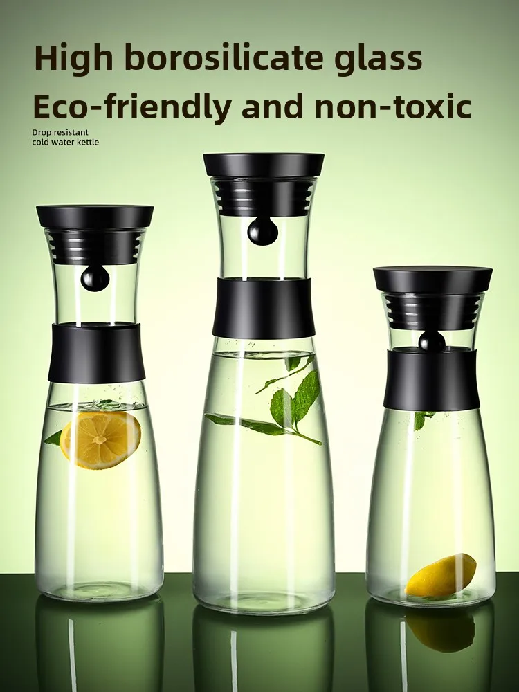 

European Sle Large Capaci Borosilie Glass Cold Brew Coffee Pot Juice Pitcher with Lid Home Use Cold Water Bottle