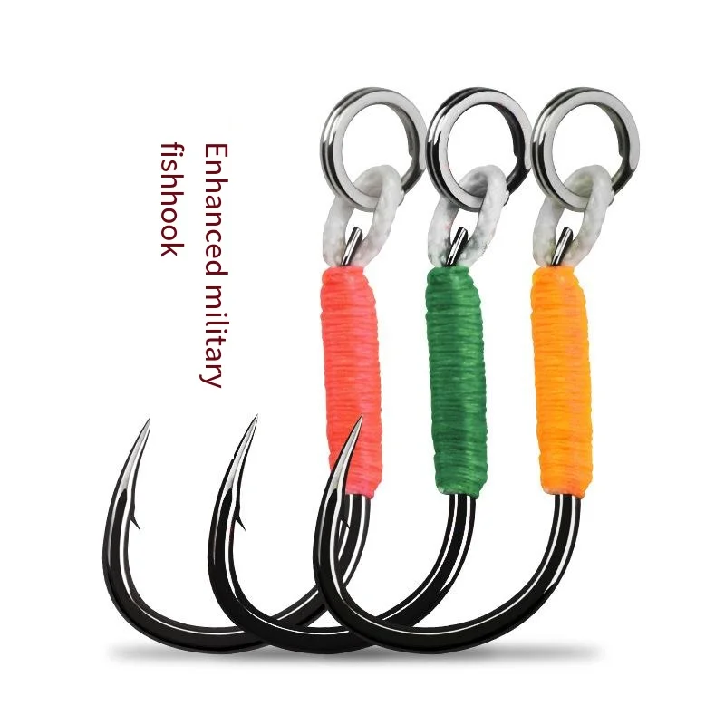 High-strength Alloy Military Hooks, Reinforced Tied Double-ring Fishing Hooks, Non-resistance Barbed Iron Hooks Fishing Tackle